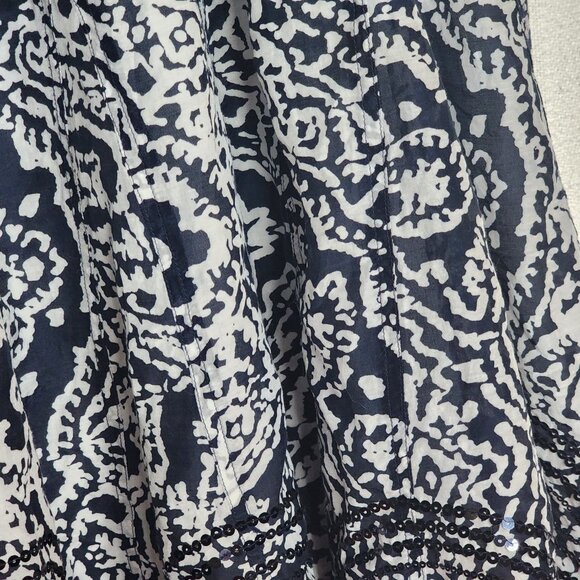 Chico's Navy White Lined Zip Back Sequin Design Hem Midi Skirt Chico Sz 3 US XL - Picture 8 of 16